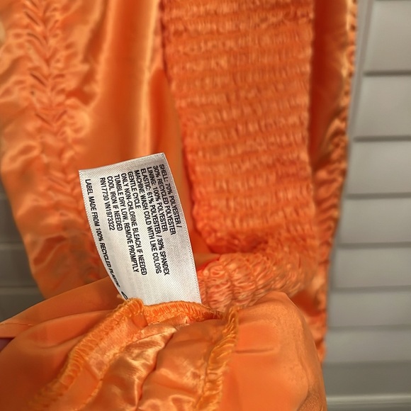 NWT WILD FABLE Women's Orange SATIN DRESS MEDIUM Mini Ruched Bodycon - Picture 6 of 8